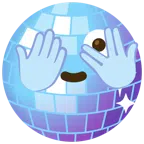 Discokugel + Gesicht mit durch die Finger linsendem Auge