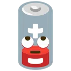 schwache Batterie + Augen verdrehendes Gesicht