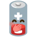 schwache Batterie + verlegen kicherndes Gesicht