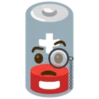 schwache Batterie + Gesicht mit Monokel