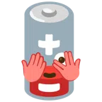 schwache Batterie + Gesicht mit durch die Finger linsendem Auge