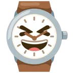 orologio + sorriso a bocca aperta con occhi chiusi
