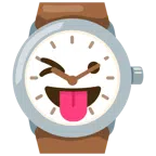 orologio + faccina che fa l’occhiolino e mostra la lingua