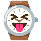 orologio + faccina che strizza gli occhi e mostra la lingua