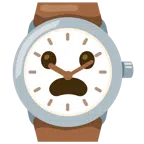 orologio + faccina imbronciata con bocca aperta