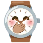 orologio + faccina con mano sulla bocca