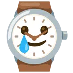 orologio + faccina sorridente con lacrima