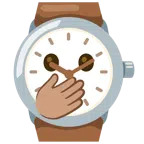 orologio + faccina con occhi aperti e mano sulla bocca