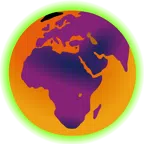 radioactive + globe showing Europe-Africa
