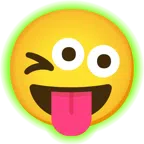 radioactive + winking face with tongue