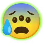 radioactive + anxious face with sweat