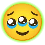 radioactive + face holding back tears