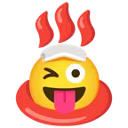 hot springs + winking face with tongue