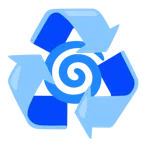 recycling symbol + cyclone