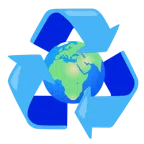 recycling symbol + globe showing Europe-Africa