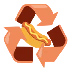recycling symbol + hot dog