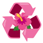 recycling symbol + hibiscus