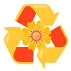 recycling symbol + blossom