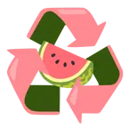 recycling symbol + watermelon
