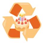 recycling symbol + birthday cake