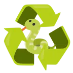 recycling symbol + snake