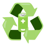 recycling symbol + battery