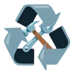 recycling symbol + hammer and wrench