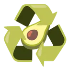 recycling symbol + avocado