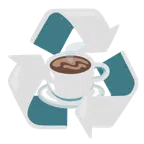 recycling symbol + hot beverage