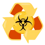 recycling symbol + biohazard