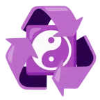 recycling symbol + yin yang