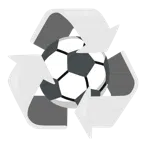 recycling symbol + soccer ball