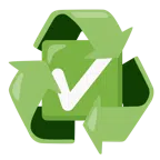recycling symbol + check mark button