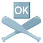 Baseball + Großbuchstaben OK in blauem Quadrat