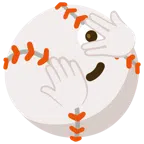 Baseball + Gesicht mit durch die Finger linsendem Auge