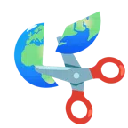 Schere + Globus mit Europa und Afrika