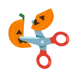 Schere + Halloweenkürbis