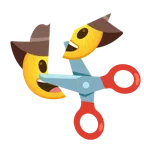 Schere + Gesicht mit Cowboyhut