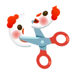 Schere + Clown-Gesicht