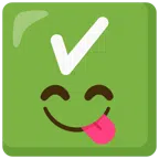 check mark button + face savoring food