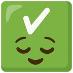 check mark button + relieved face