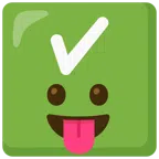 check mark button + face with tongue
