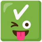 check mark button + winking face with tongue