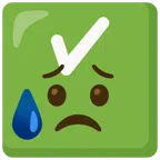 check mark button + sad but relieved face