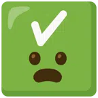 check mark button + frowning face with open mouth