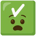check mark button + anguished face