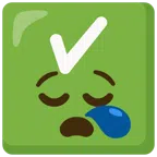 check mark button + sleepy face