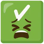 check mark button + tired face