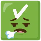 check mark button + face exhaling