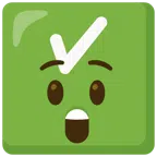 check mark button + astonished face